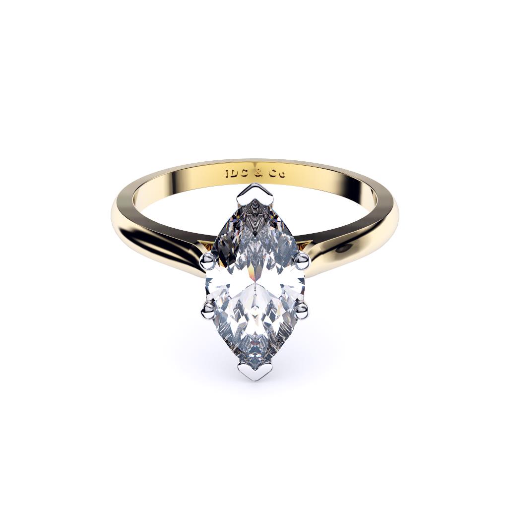 yellow gold classic marquise solitaire front