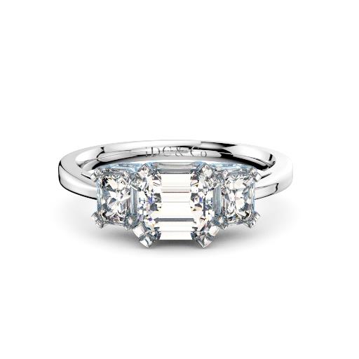 Three Stone Asscher diamonds engagement ring